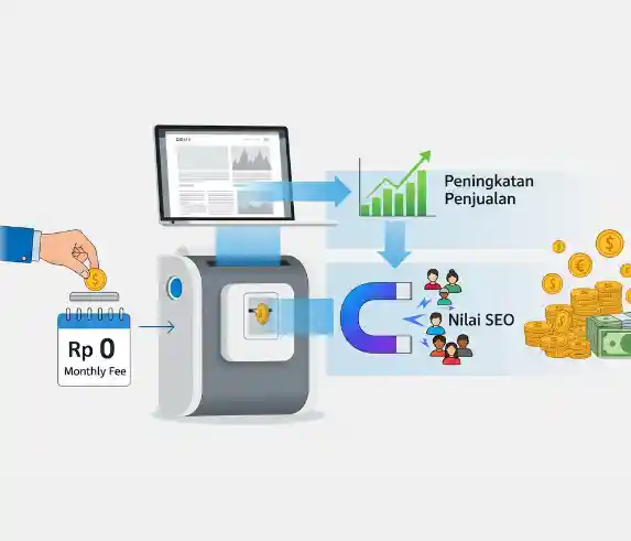 Infografis yang menimbang 'harga murah' di satu sisi dan 'biaya tersembunyi' di sisi lain, hasil dari **jasa pembuatan toko online** yang salah.